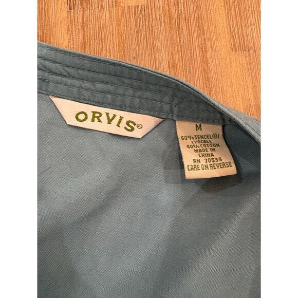 VINTAGE ORVIS DENIM BUTTON DOWN VEST TEAL COLOR SIZE MEDIUM - Picture 3 of 9
